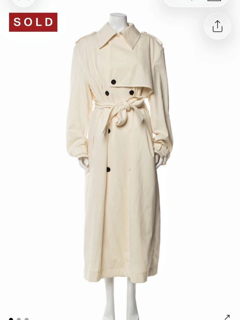 Lu'u Dan Virgin Wool Trench Coat Women's Cream Trench Coat Like New